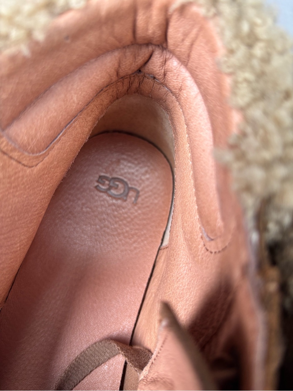 UGG Chestnut Brown Shearling-Trim High-Top Sneakers Size 9.5 - Picture 9 of 10